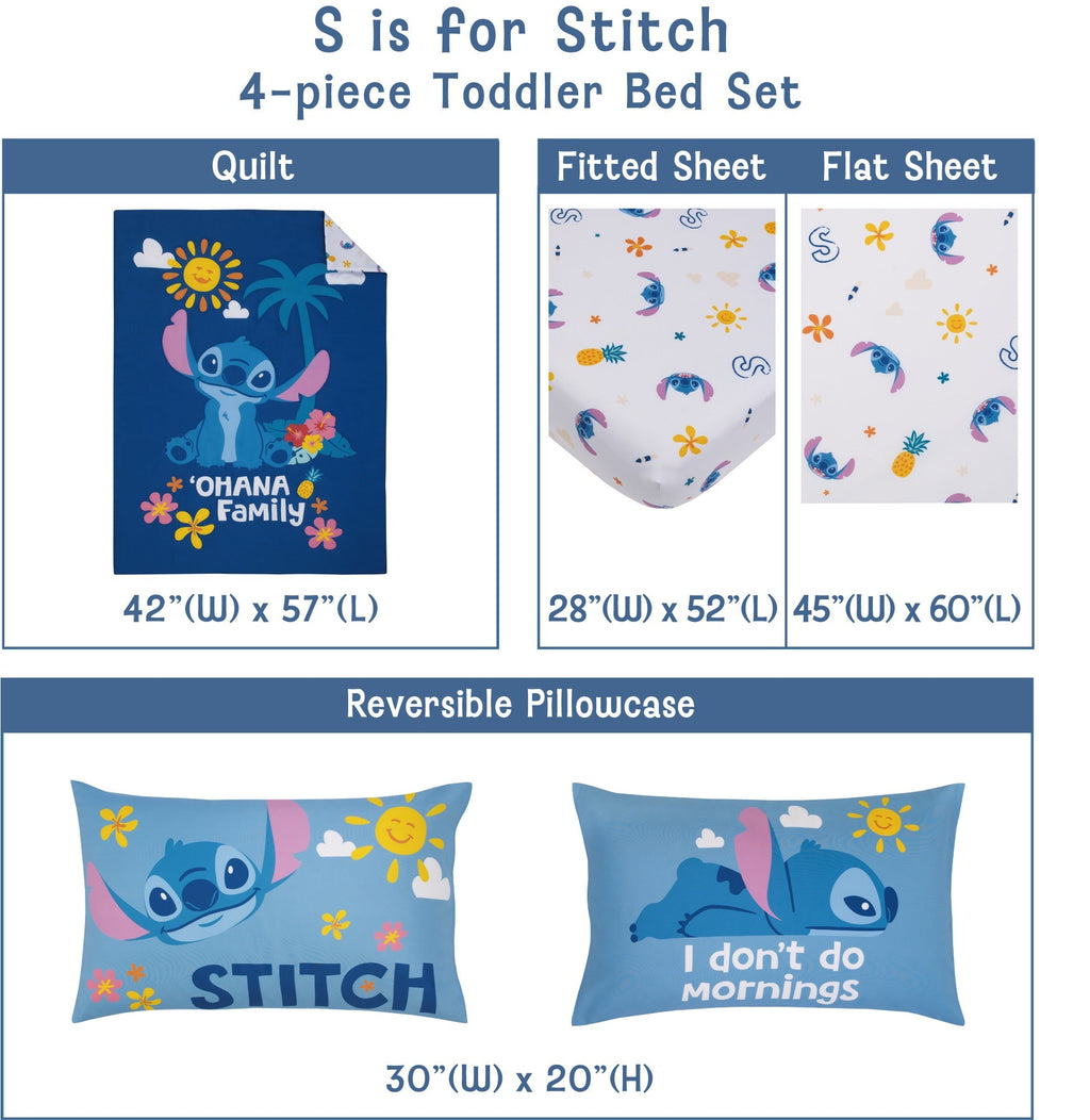 Disney "S" is for Stitch 4 Piece Toddler Bed Set