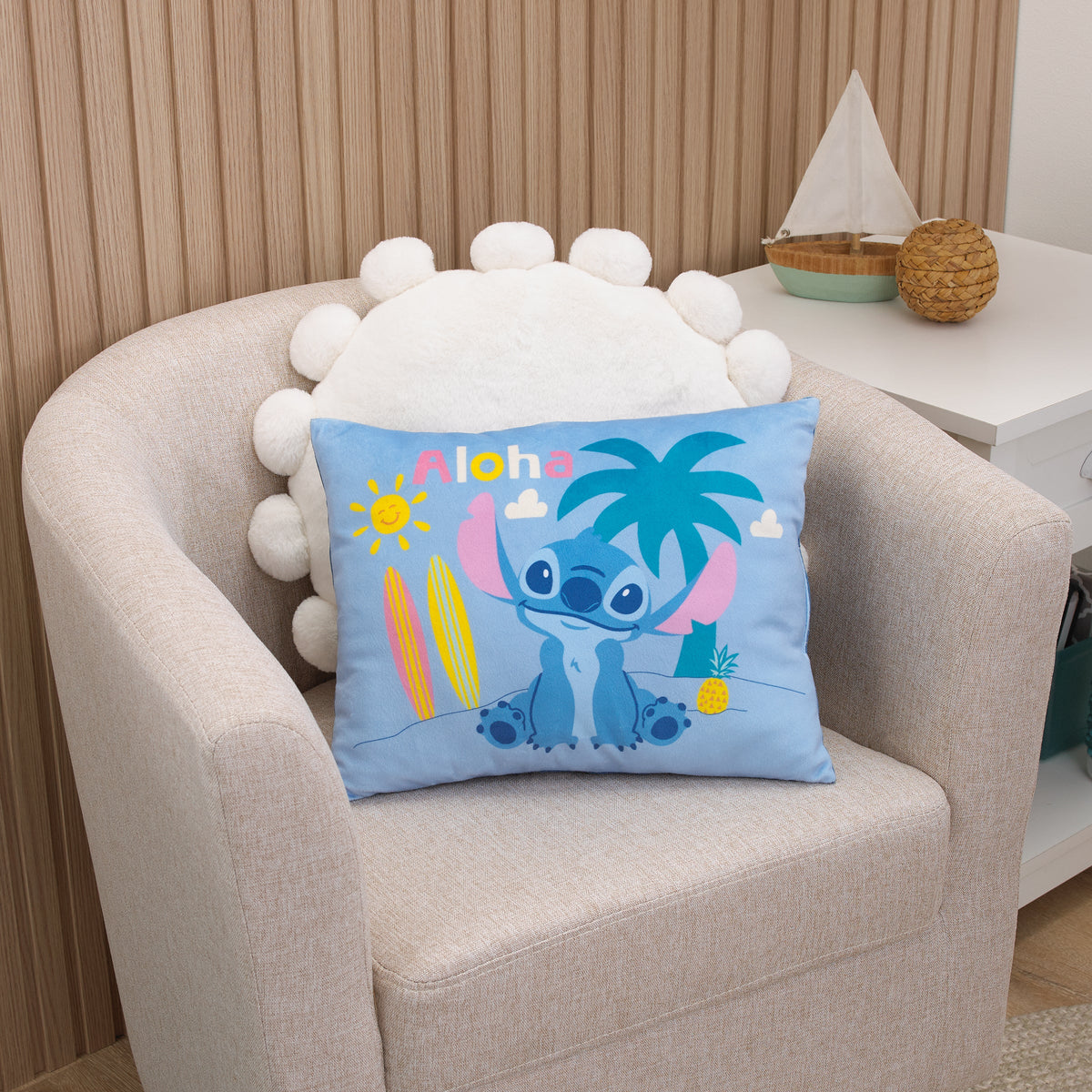 Disney "S" is for Stitch Toddler Pillow, Blue, Pink