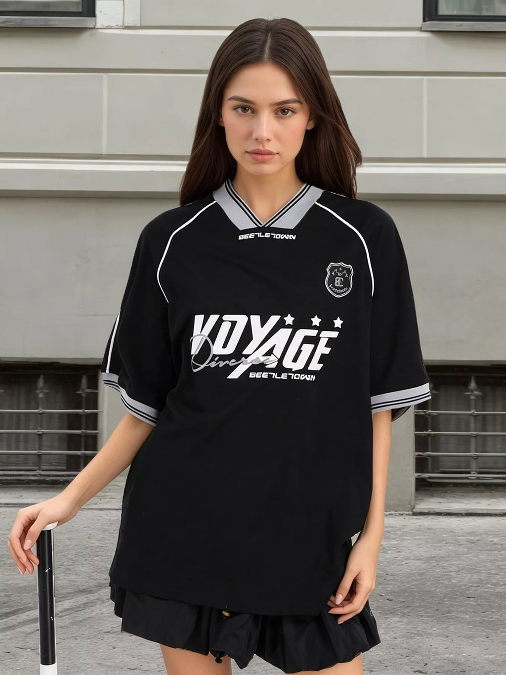 Oversized Sporty Graphic Short Sleeve T-Shirt