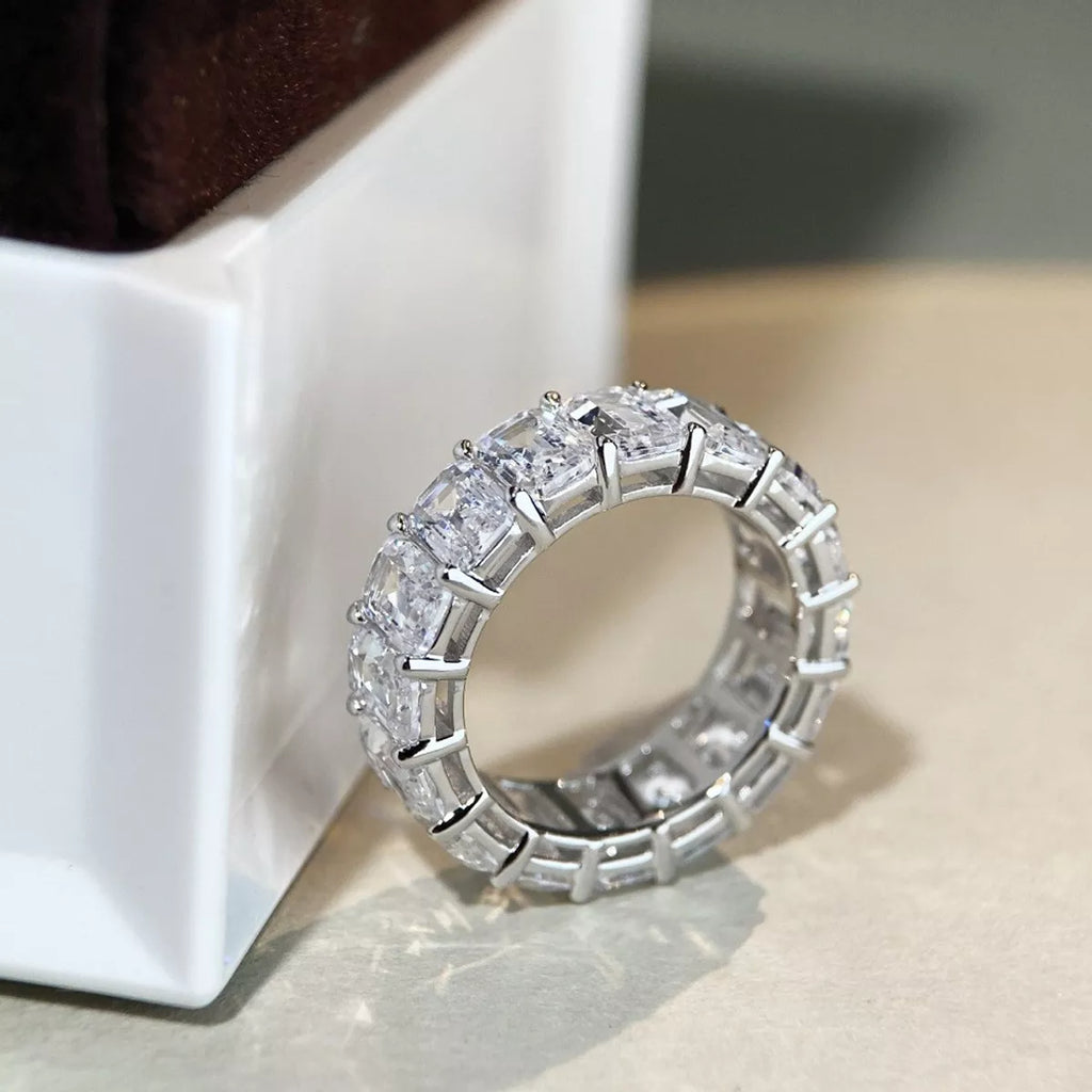925 Sterling Silver Zircon Geometric Ring