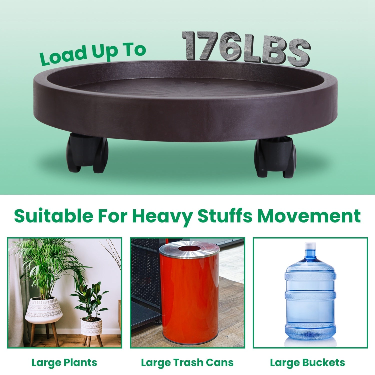 Plant Caddy with Wheels - 12.8in or 14in, 176-187lb Capacity