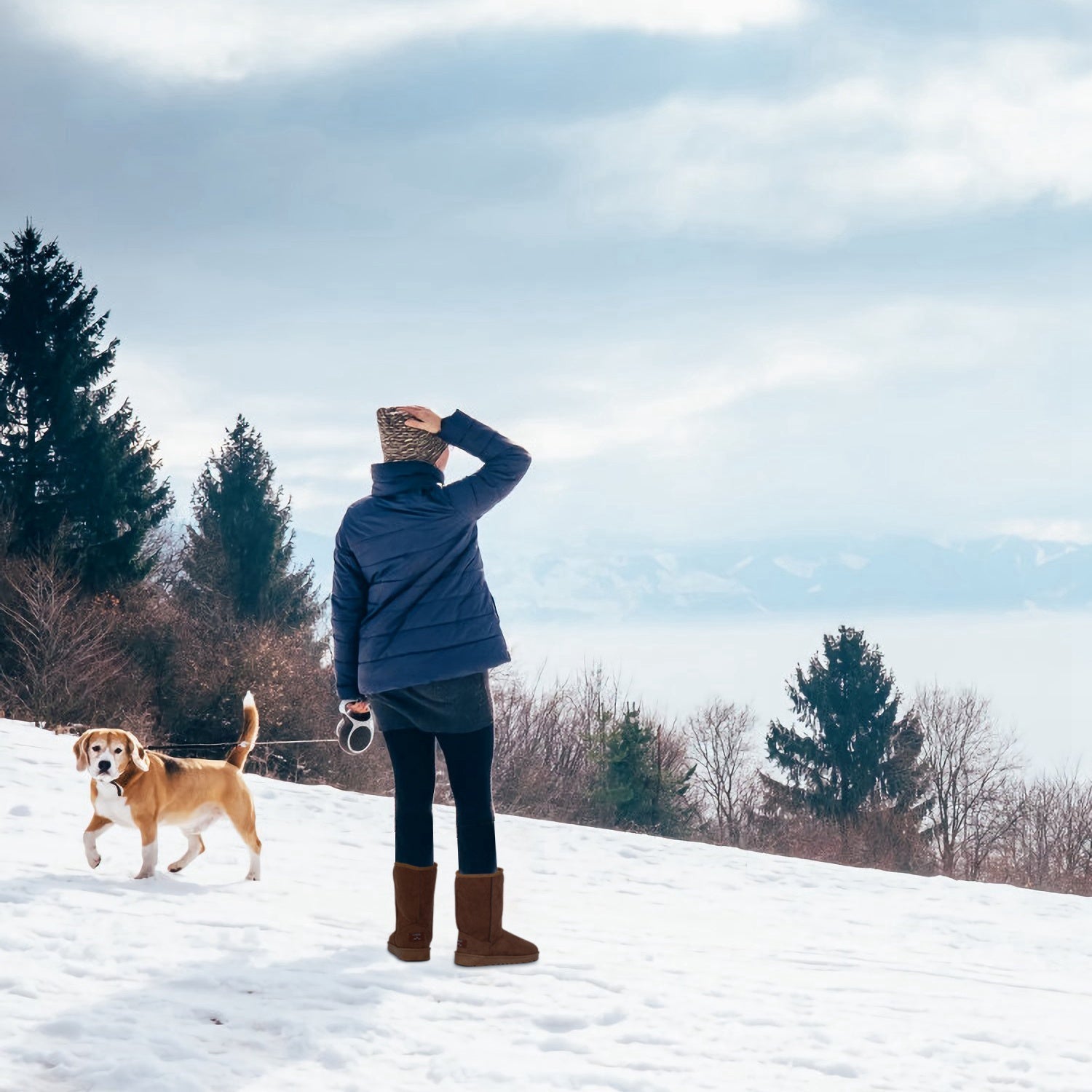 Snow Boots - Waterproof Faux Suede Mid-Calf with Warm Lining