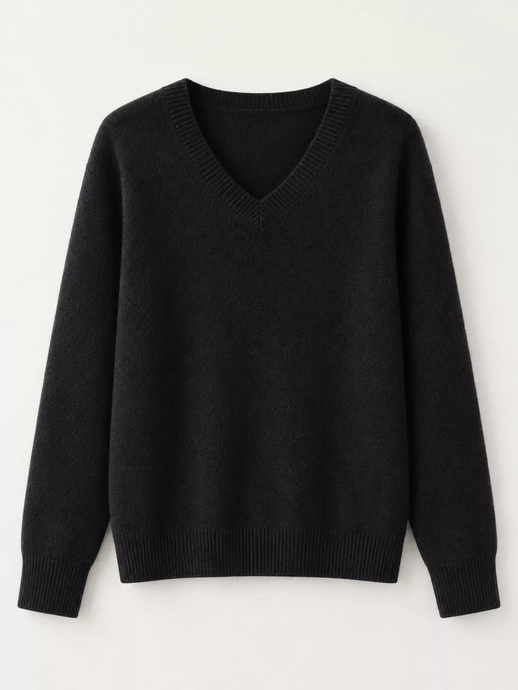 V-Neck Solid Color Sweater