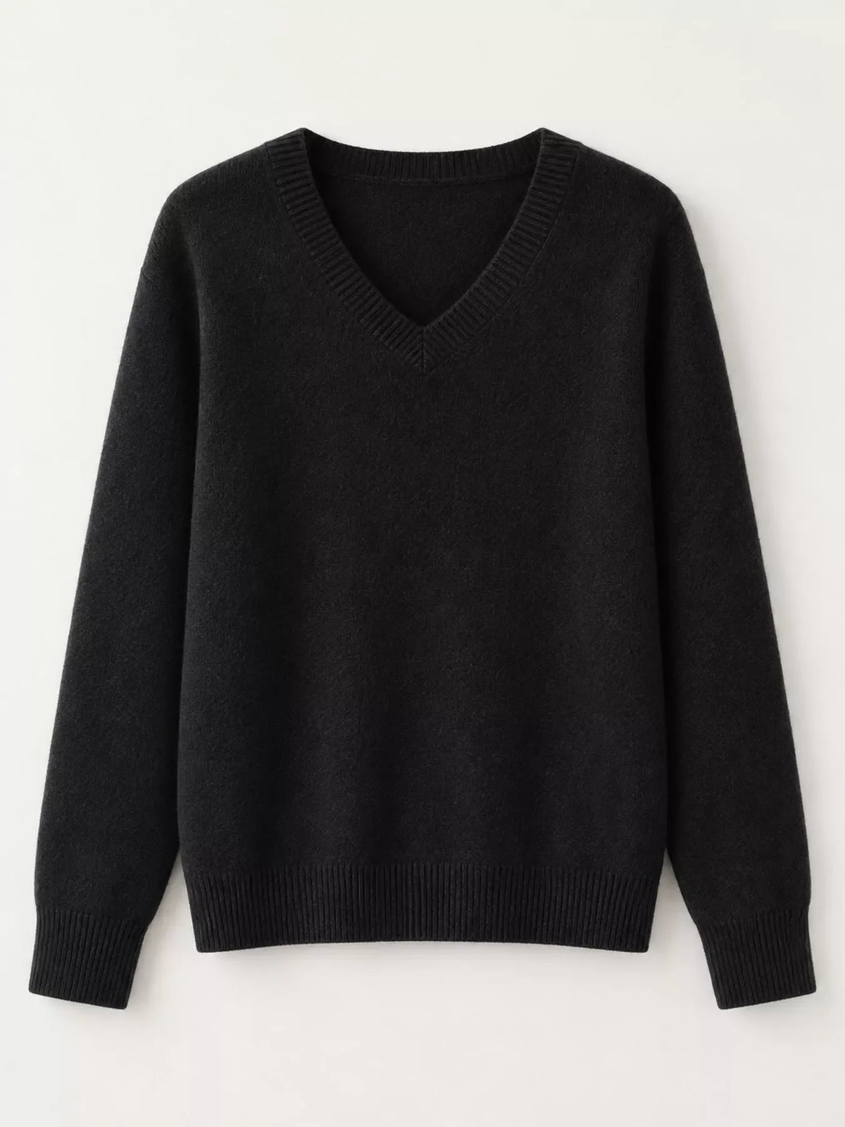 V-Neck Solid Color Sweater