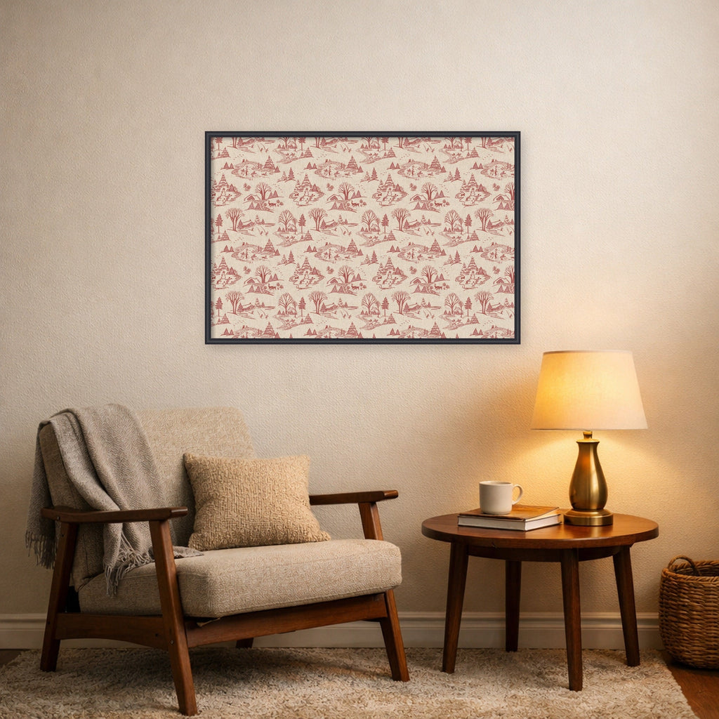 Framed Fabric Magnetic Board Wonderland Red Toile Wall Organization