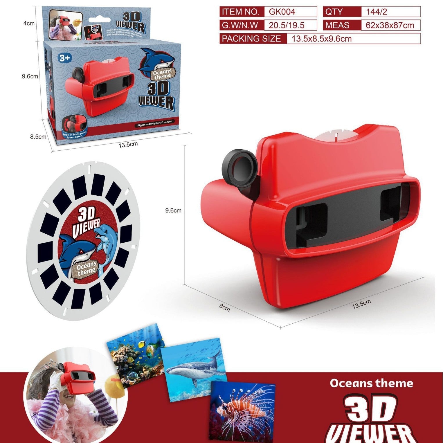 3D Animal Observation Machine Stereoscopic Rotating Wheel, Viewing and Puzzle Education DV Projector Toy