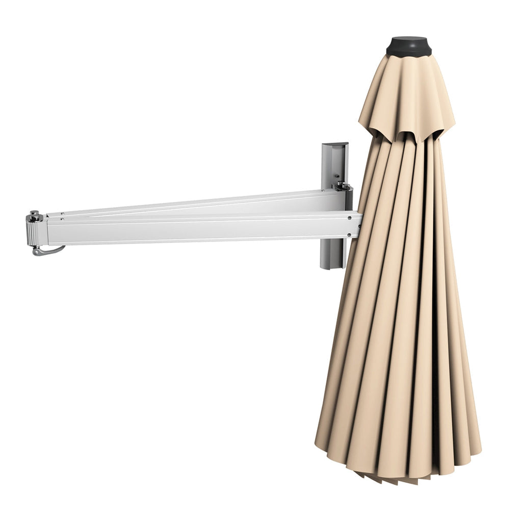 8ft Wall-Mounted Telescopic Folding Tilt Sun Shade Umbrella
