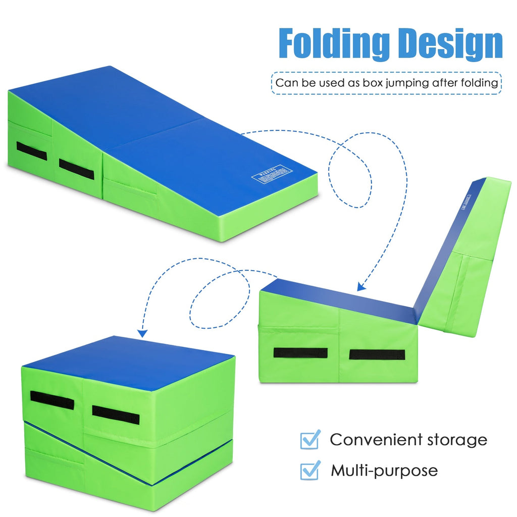 Folding Wedge Exercise Gymnastics Mat with Handles