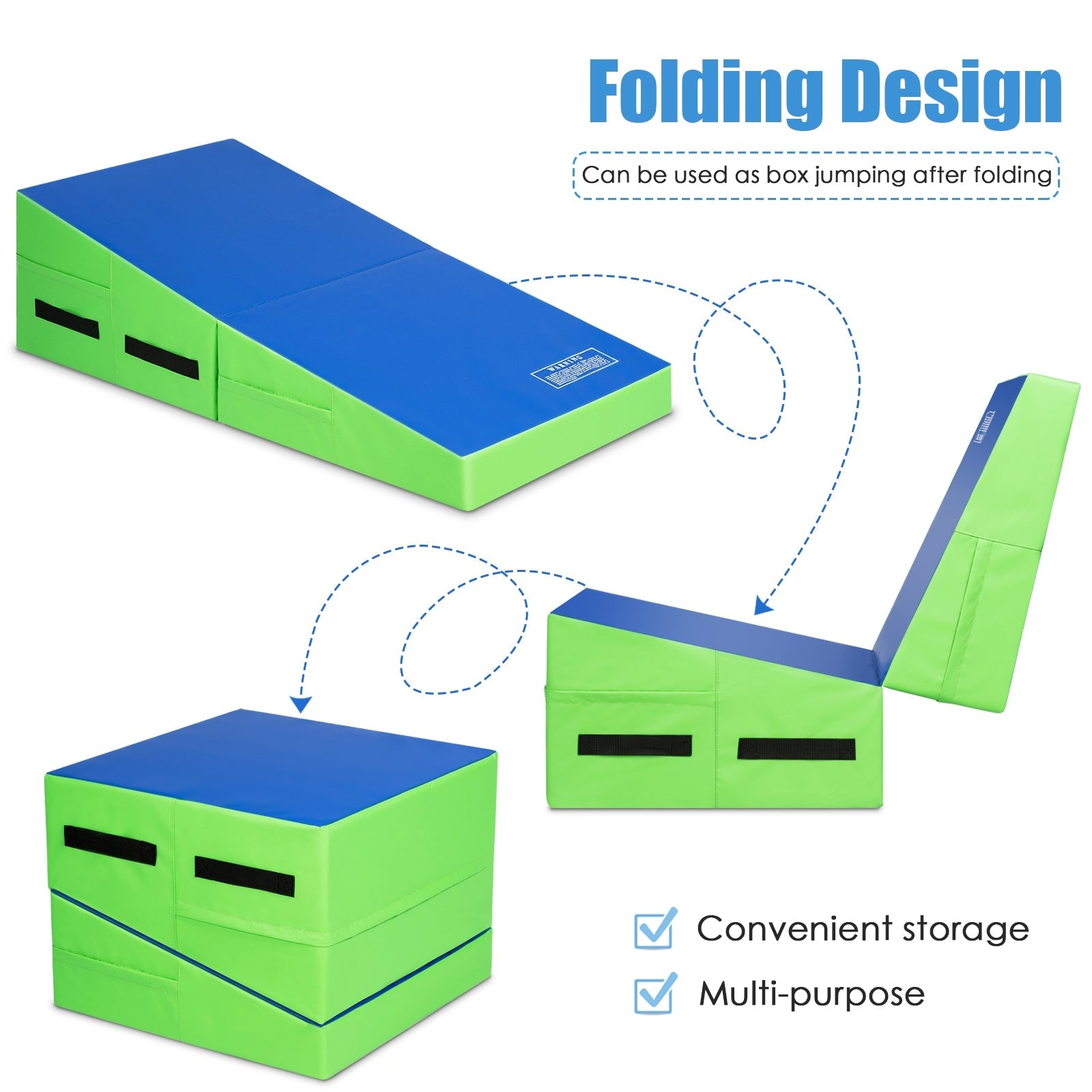 Folding Wedge Exercise Gymnastics Mat with Handles