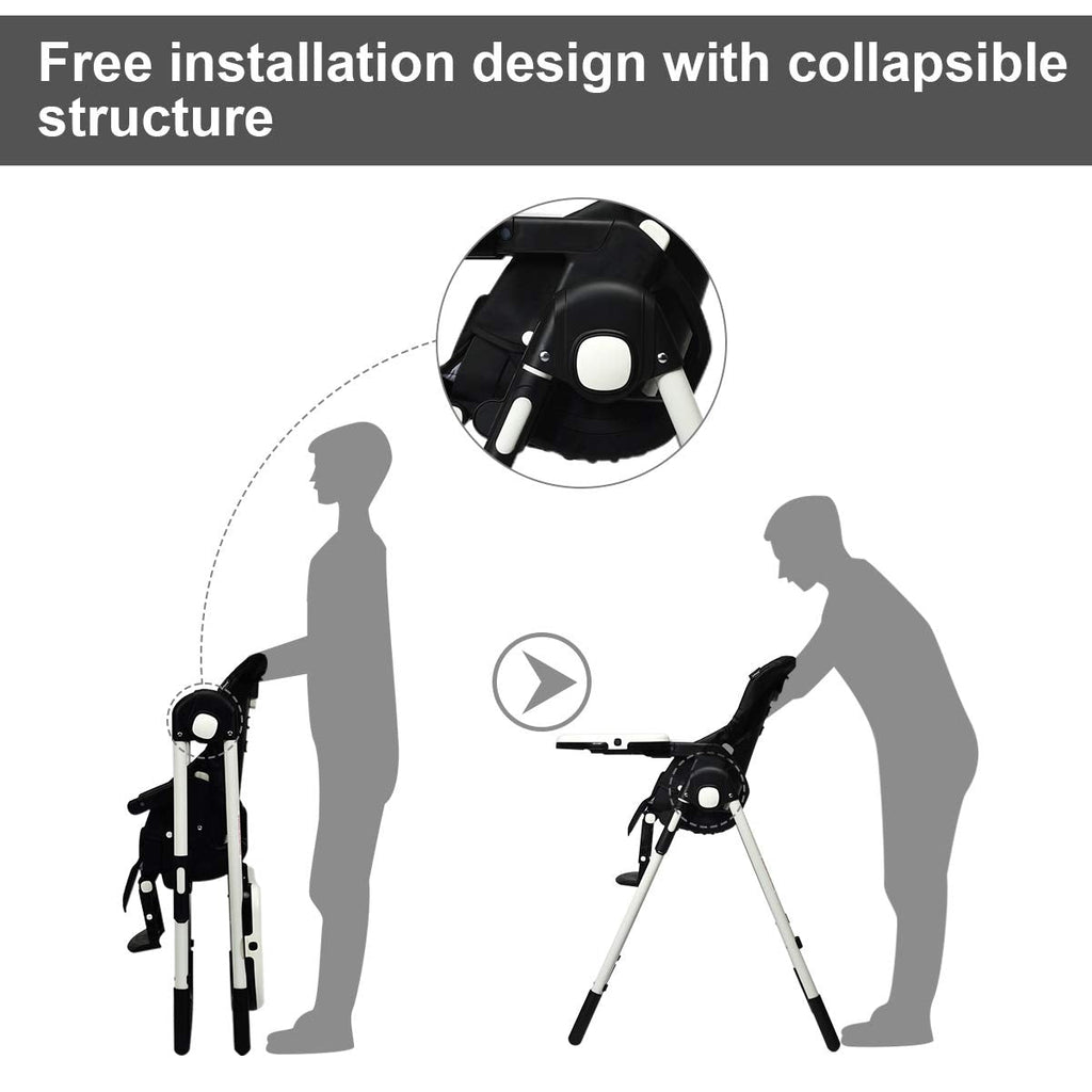 Foldable High chair with Multiple Adjustable Backrest