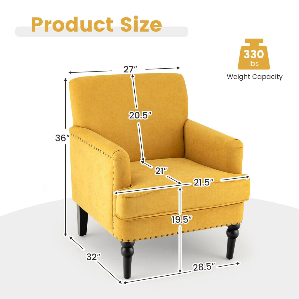 Modern Upholstered Padded Accent Chair with Rubber Wood Legs