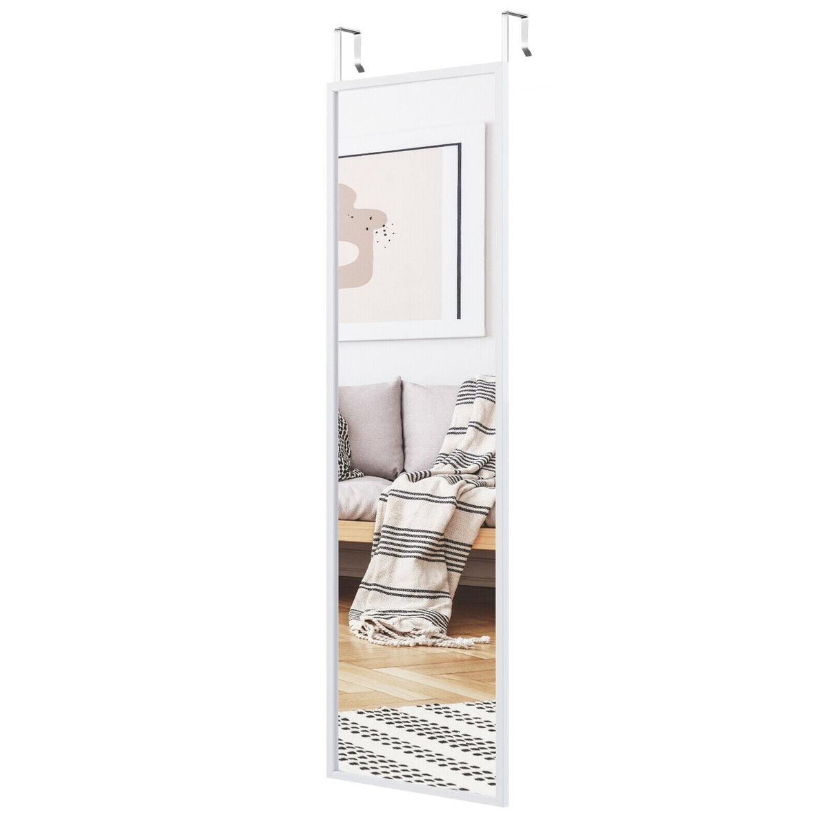 Full Length Metal Door Mirror with Adjustable Hook