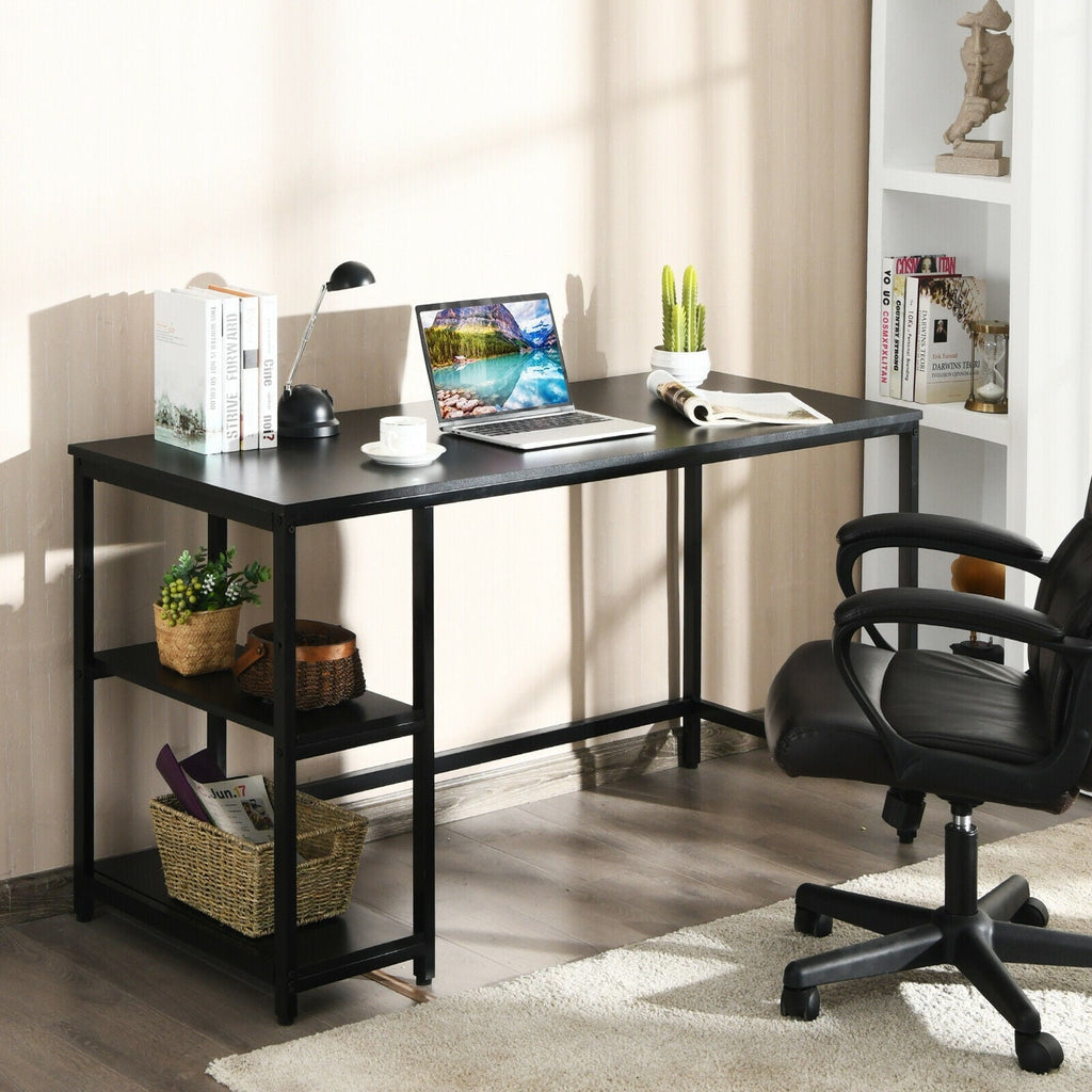 47 Inch Computer Desk Office Study Table Workstation Home with Adjustable Shelf Black