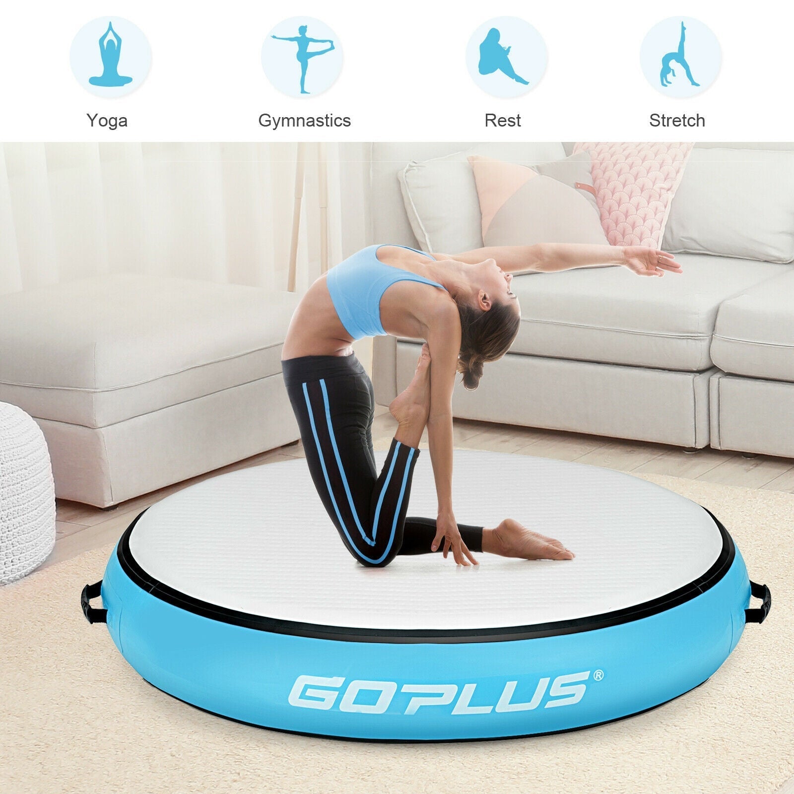 40 Inch Inflatable Round Gymnastic Mat with Electric Pump