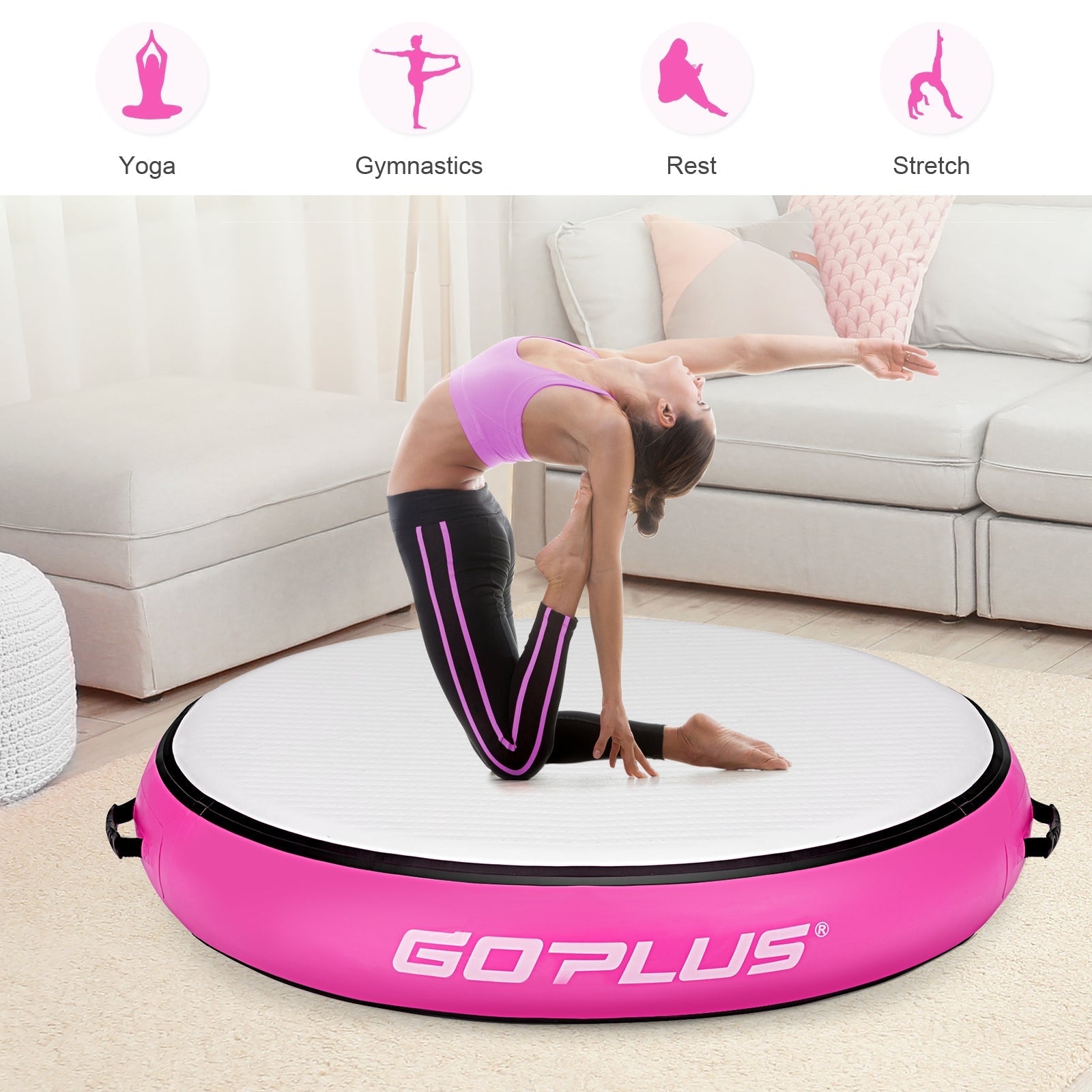 40 Inch Inflatable Round Gymnastic Mat with Electric Pump