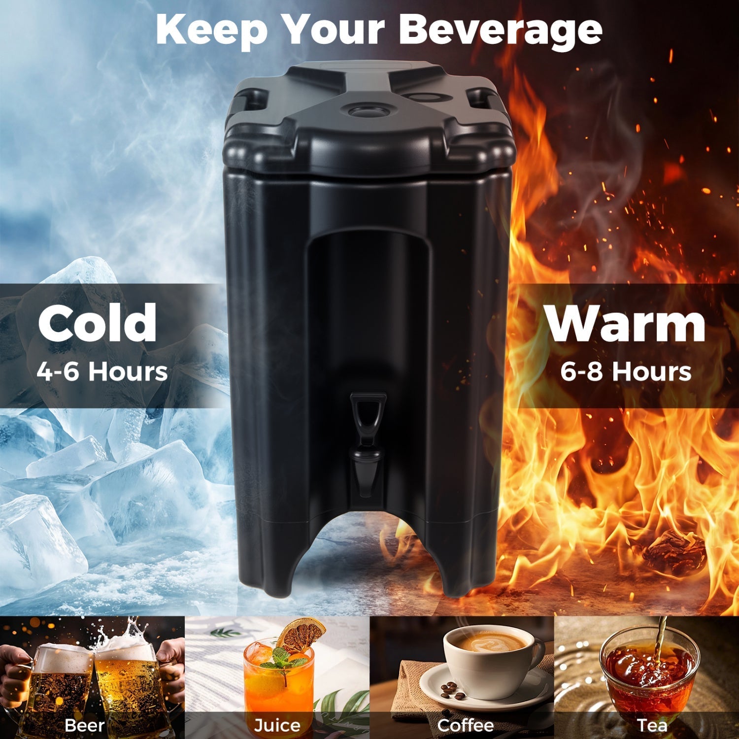 4.4 Gallons Insulated Beverage Dispenser with Ergonomic Handles Set of 2