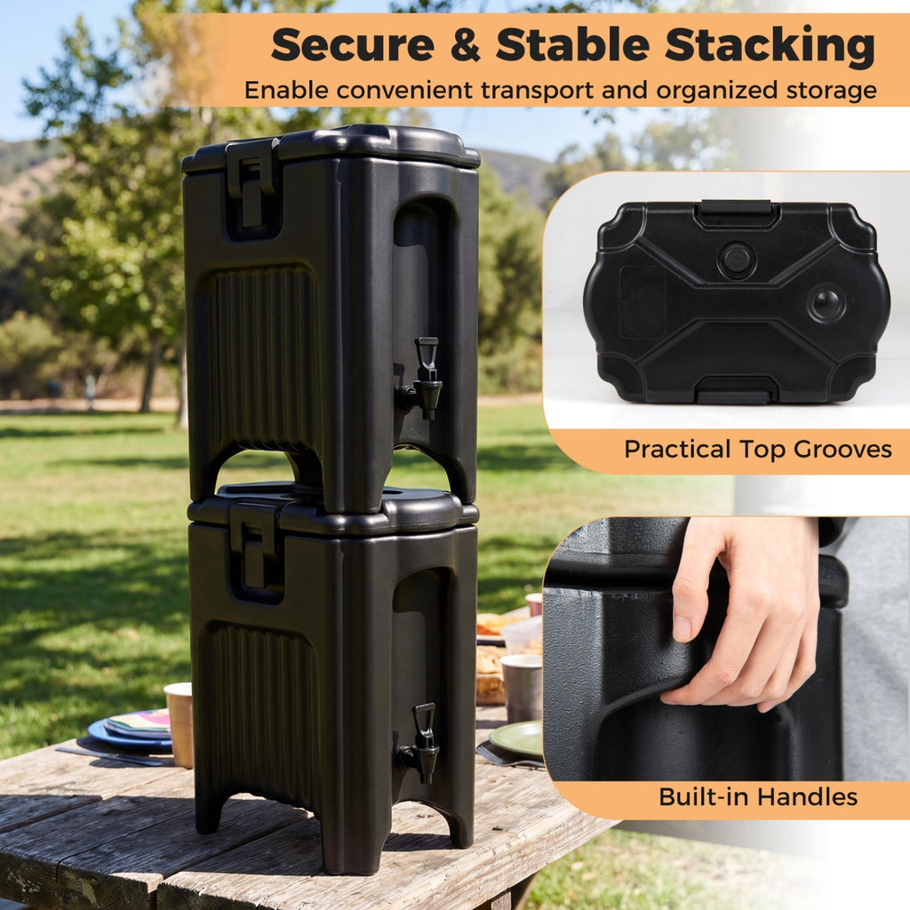 4.4 Gallons Insulated Beverage Dispenser with Ergonomic Handles Set of 2