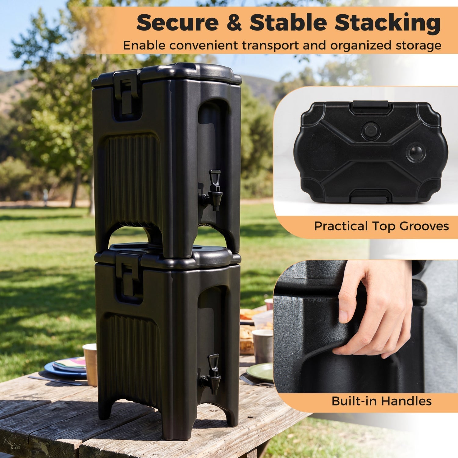 4.4 Gallons Insulated Beverage Dispenser with Ergonomic Handles Set of 2