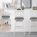 2 Pieces 29 Inches Swivel Counter Height Barstool Set with Rubber Wood Legs