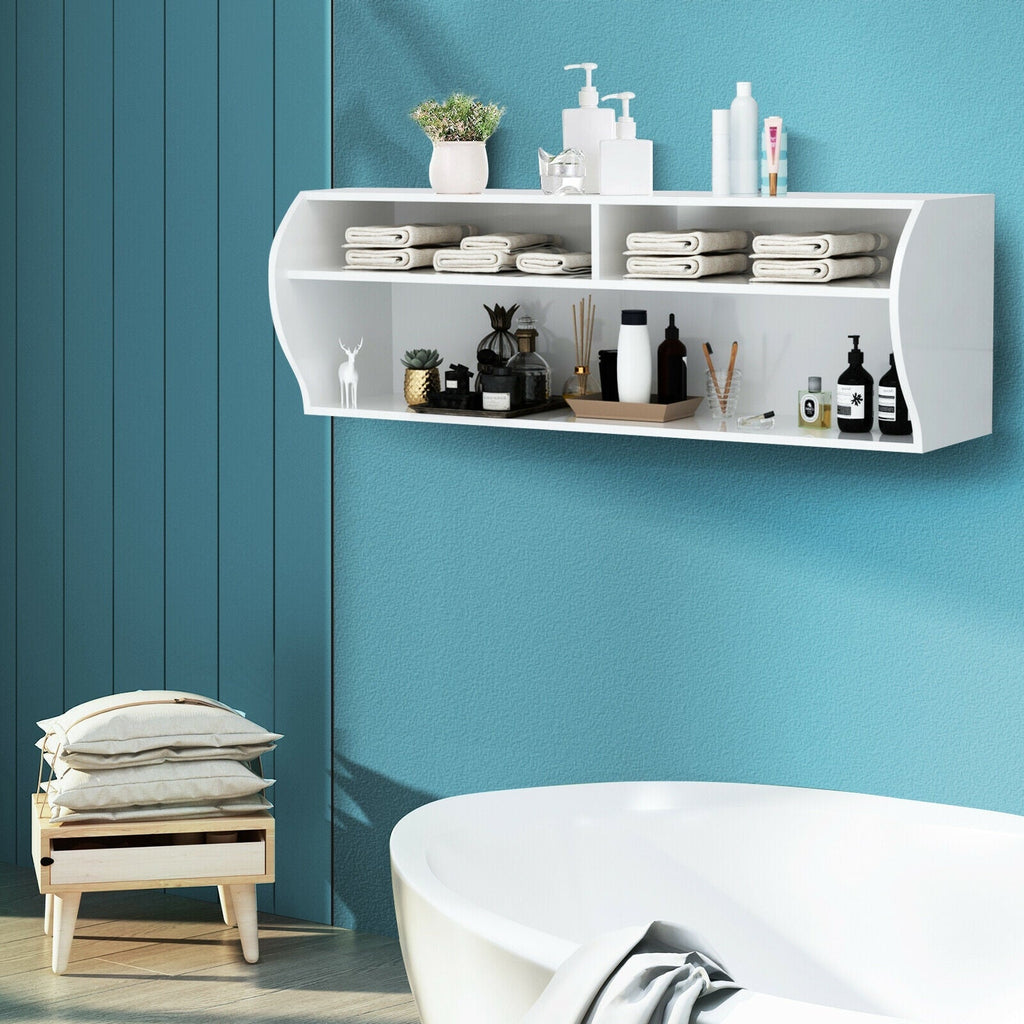 48.5 Inch 2 Tier Modern Wall Mounted Hanging Floating Shelf