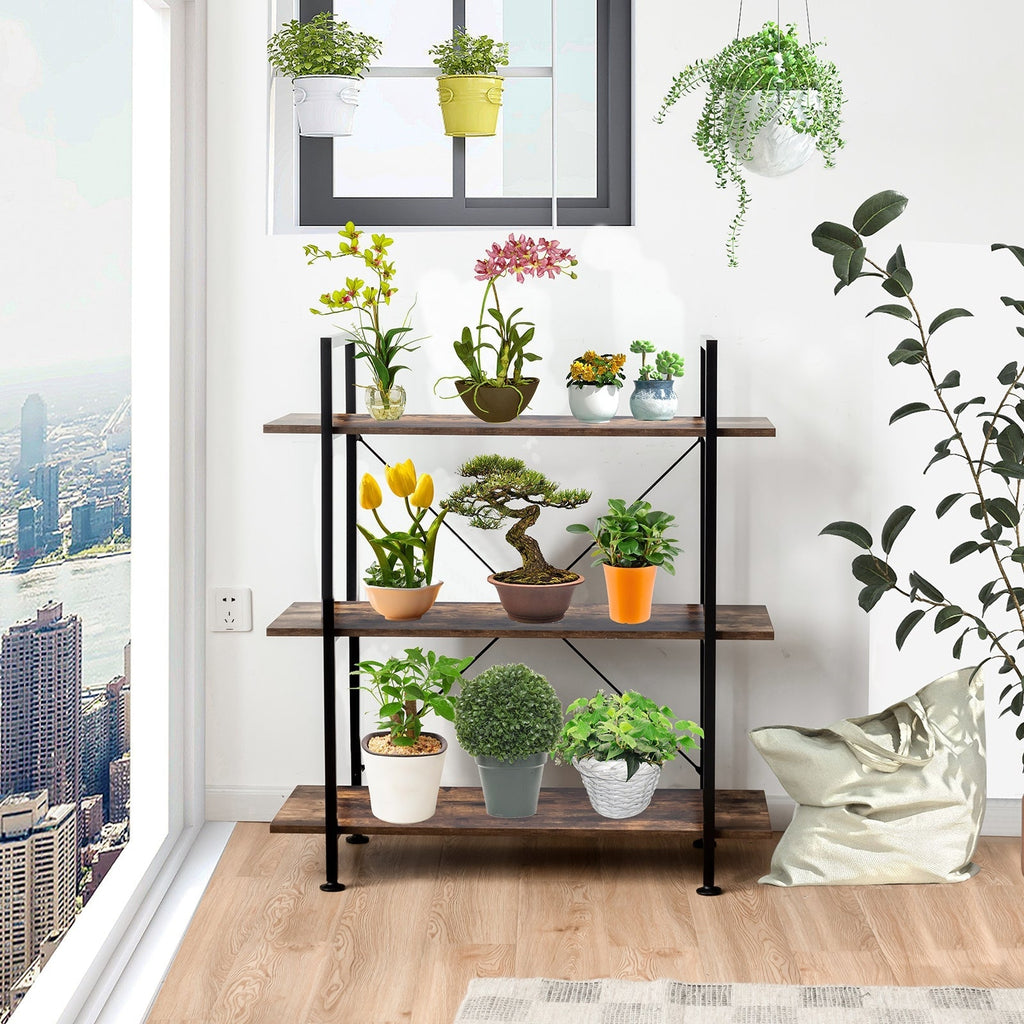 3/5 Tiers Industrial Bookcase with Metal Frame for Home Office-3