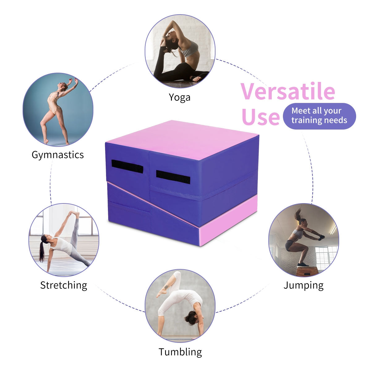 Folding Wedge Exercise Gymnastics Mat with Handles