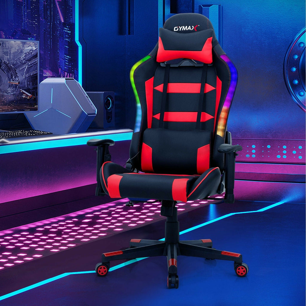 Adjustable Swivel Gaming Chair with LED Lights and Remote