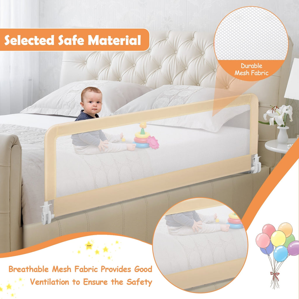 59 Inch Folding Breathable Baby Bed Rail Guard with Safety Strap