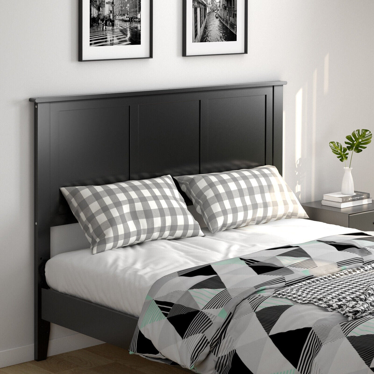Full Wood Headboard Flat Panel with Pre-drilled Holes and Height Adjustment