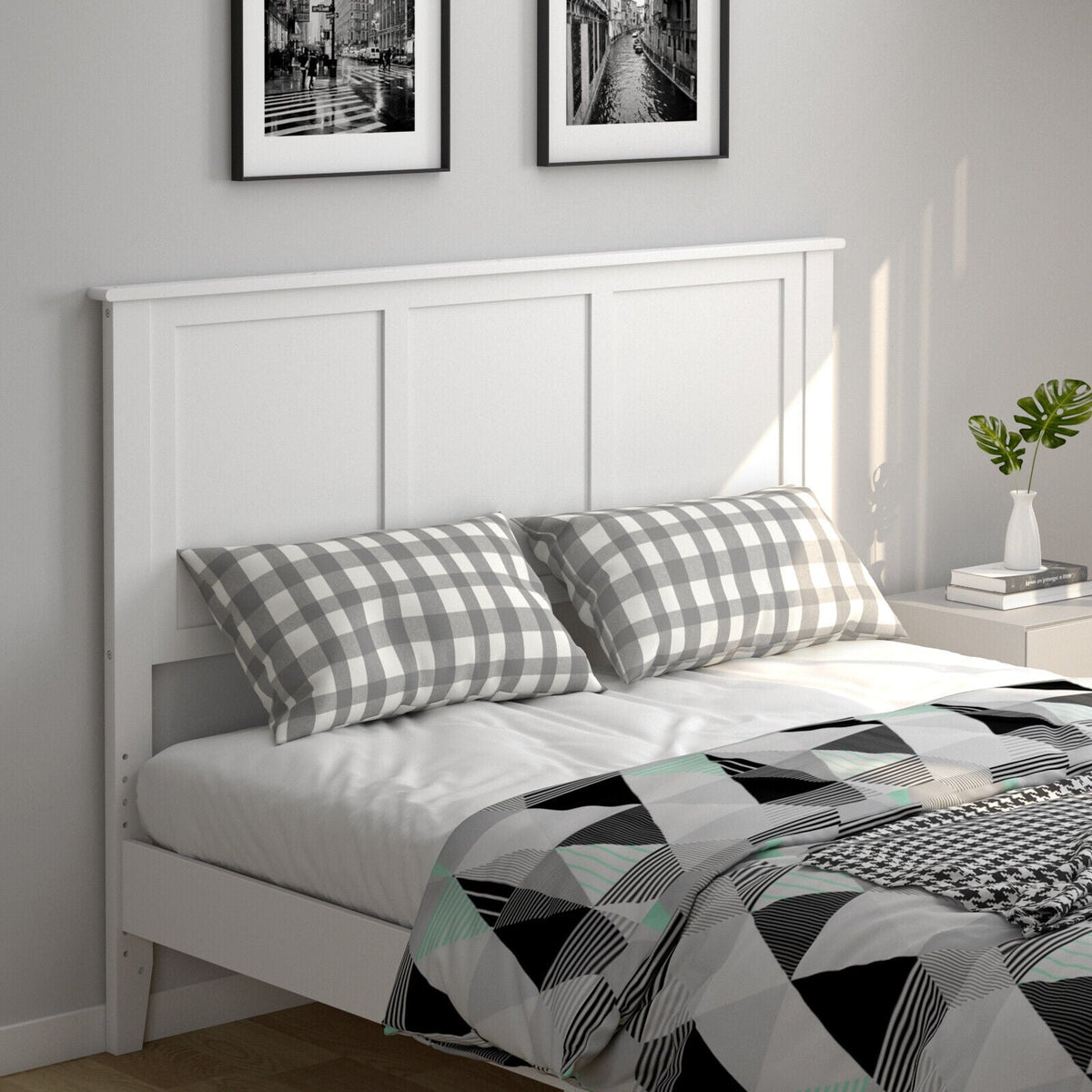 Full Wood Headboard Flat Panel with Pre-drilled Holes and Height Adjustment