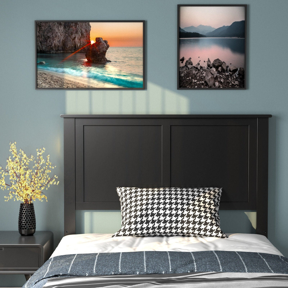 Solid Wood Flat Panel Headboard for Twin-size Bed