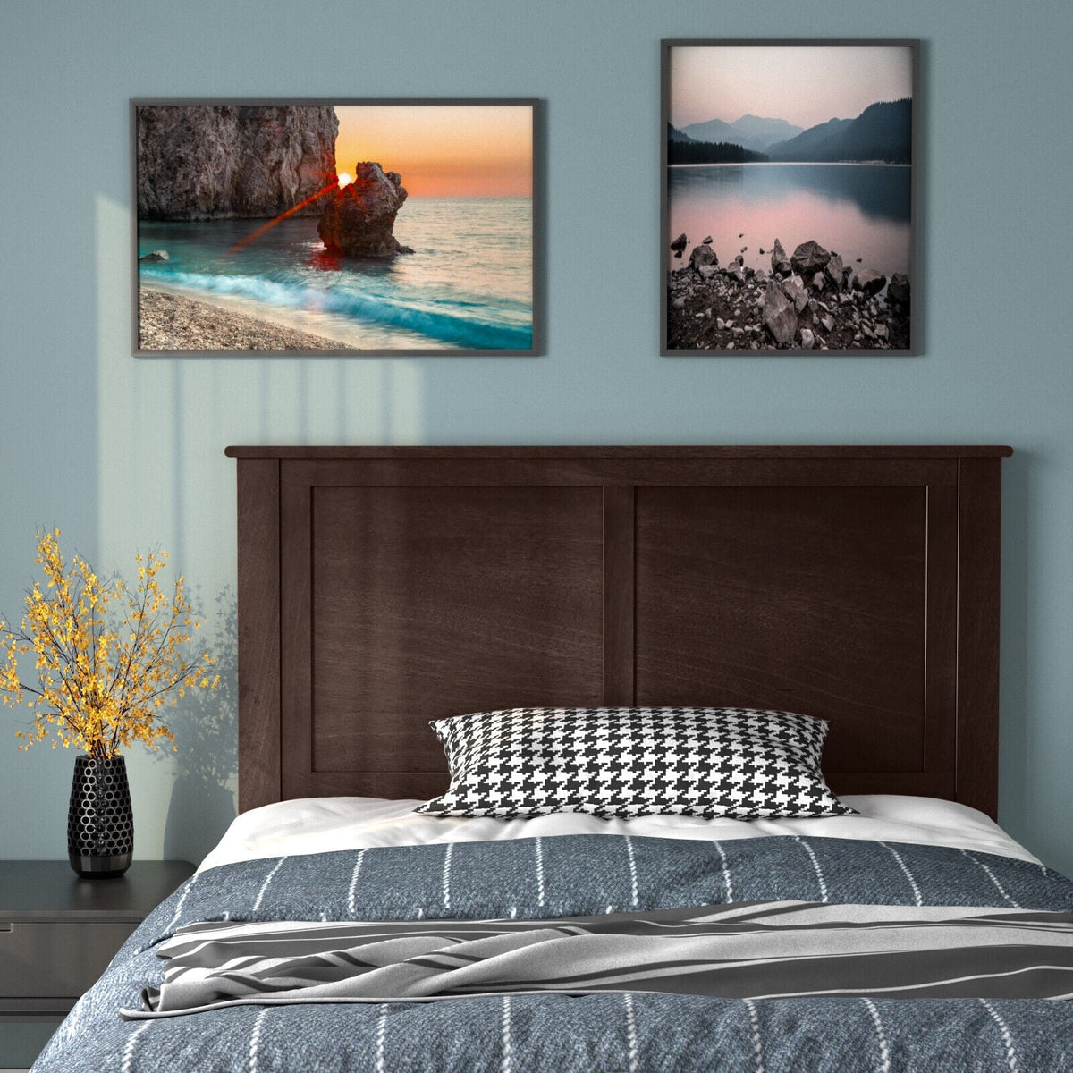 Solid Wood Flat Panel Headboard for Twin-size Bed