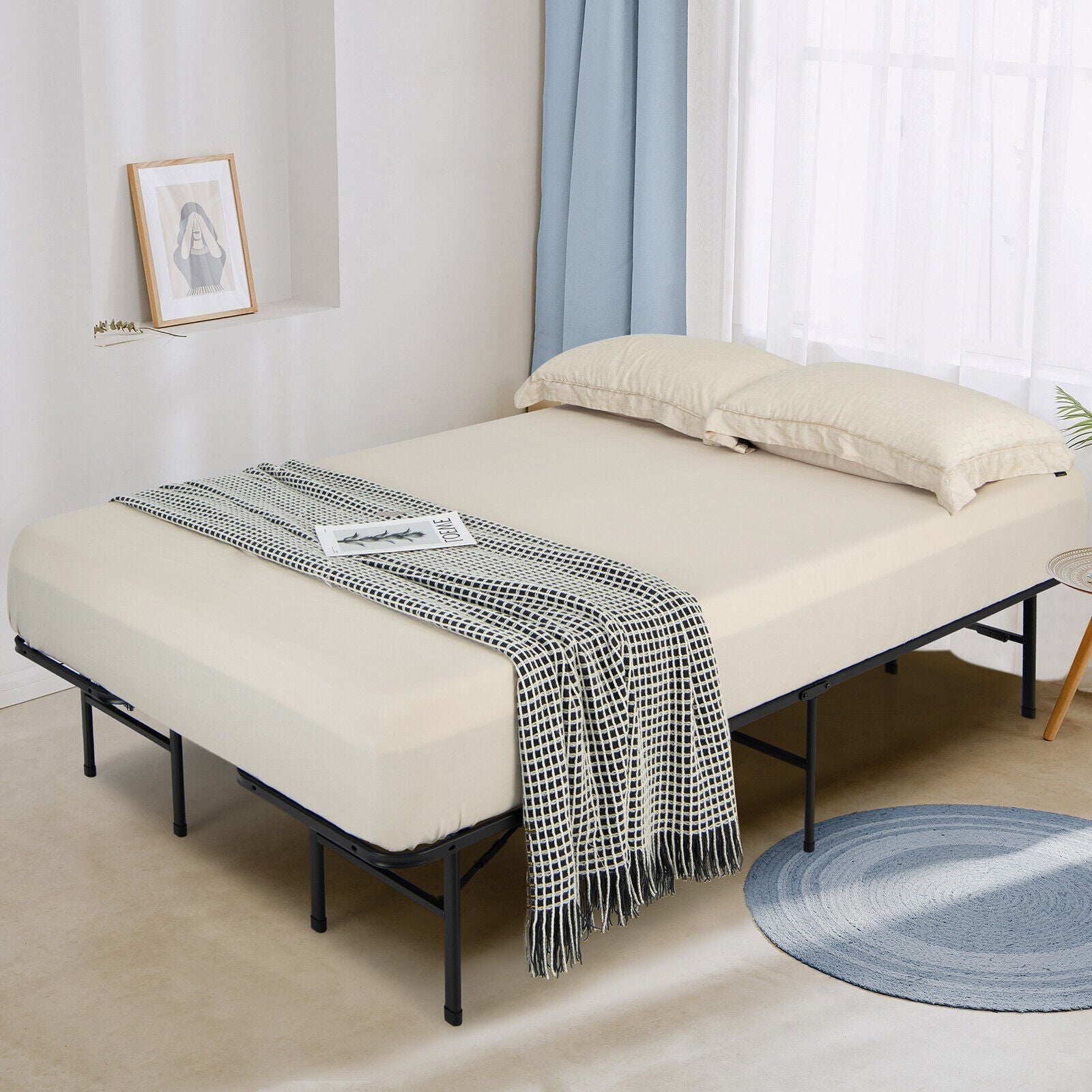 Full/King Size Folding Steel Platform Bed Frame for Kids and Adults