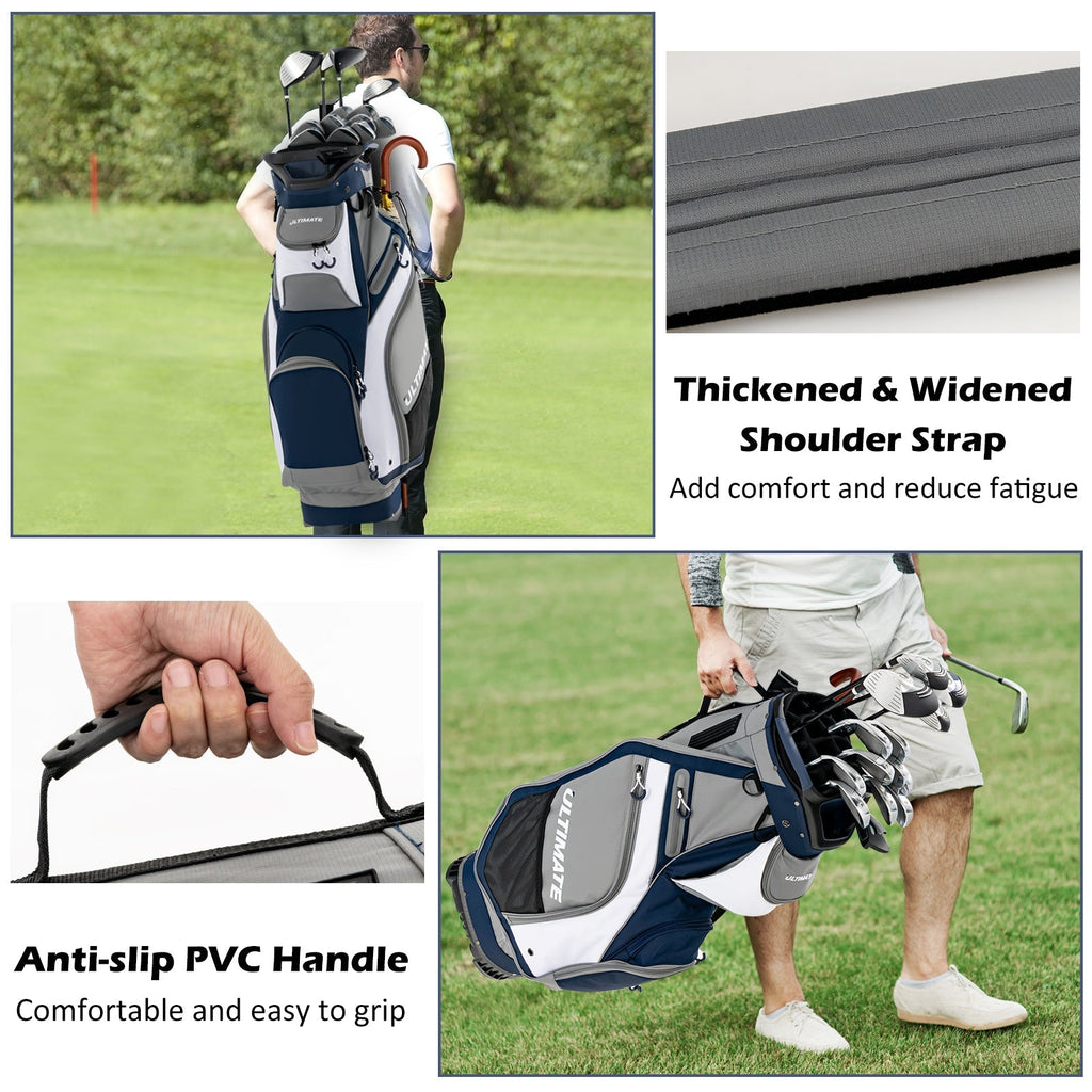 10.5 Inch Golf Stand Bag with 14 Way Dividers and 7 Zippered Pockets