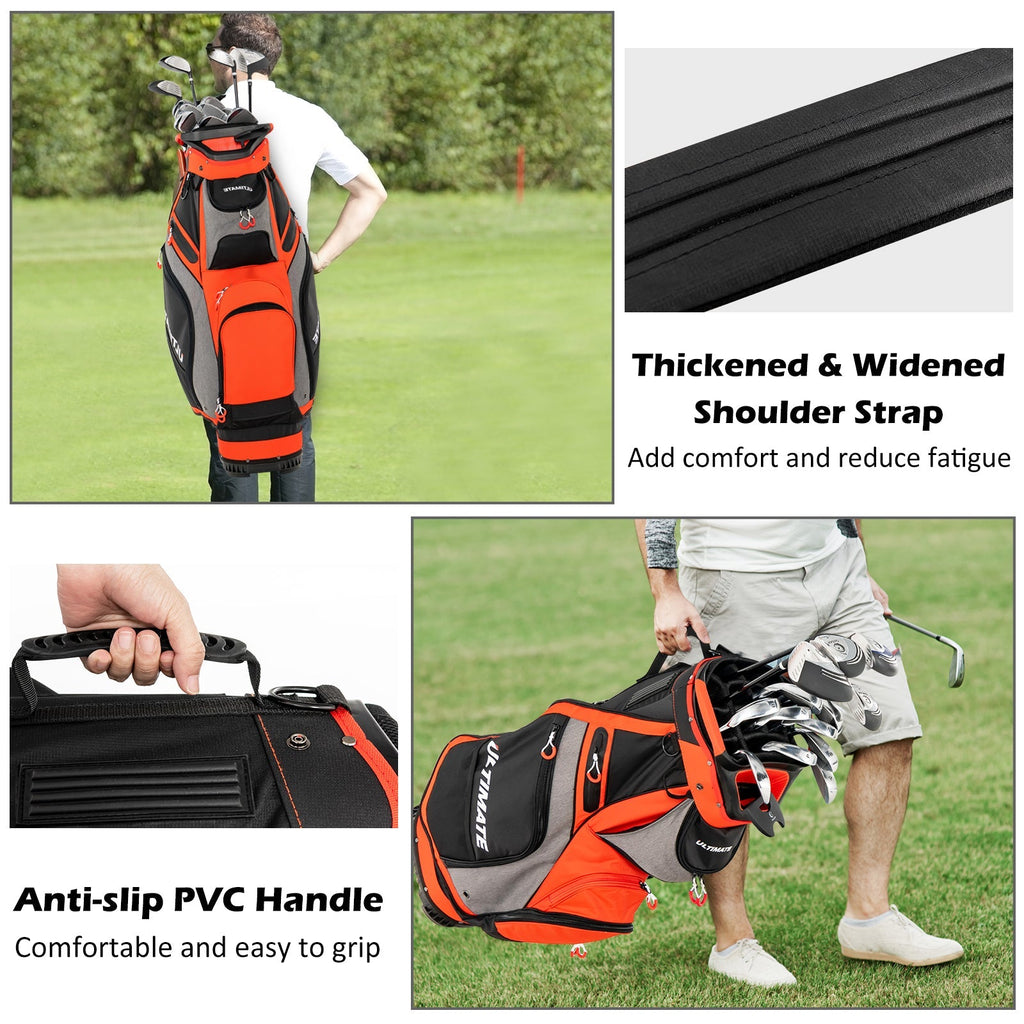 10.5 Inch Golf Stand Bag with 14 Way Dividers and 7 Zippered Pockets