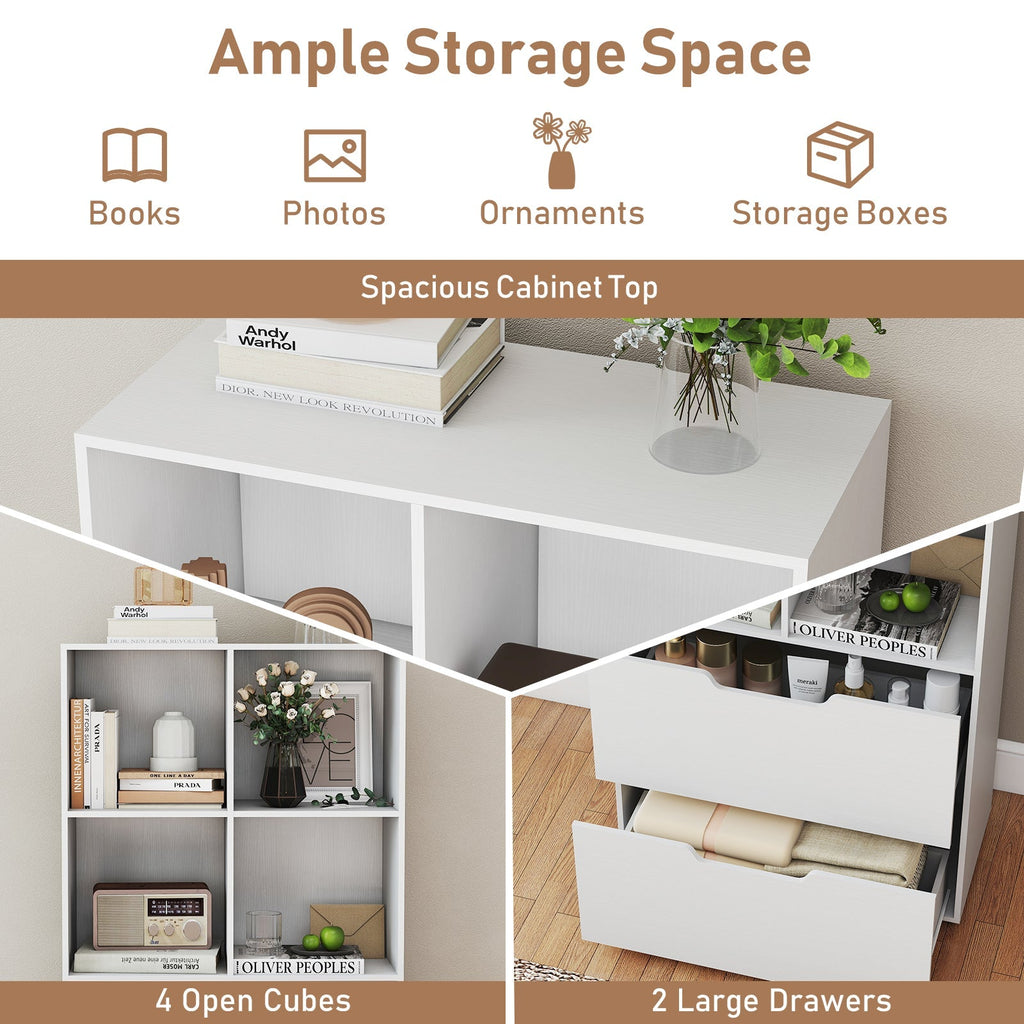 4-Cube Bookcase with 2 Drawers 51 inch 5-Tier Tall Freestanding Bookshelf