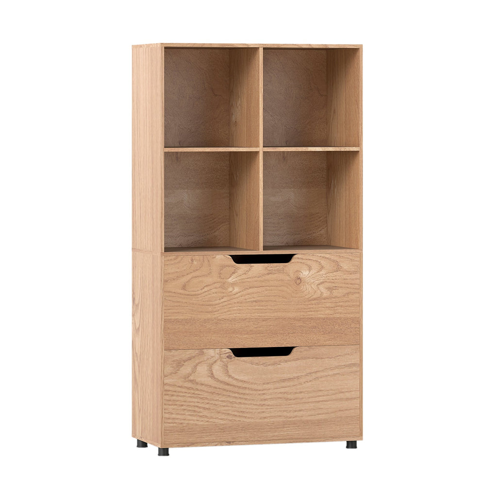 4-Cube Bookcase with 2 Drawers 51 inch 5-Tier Tall Freestanding Bookshelf