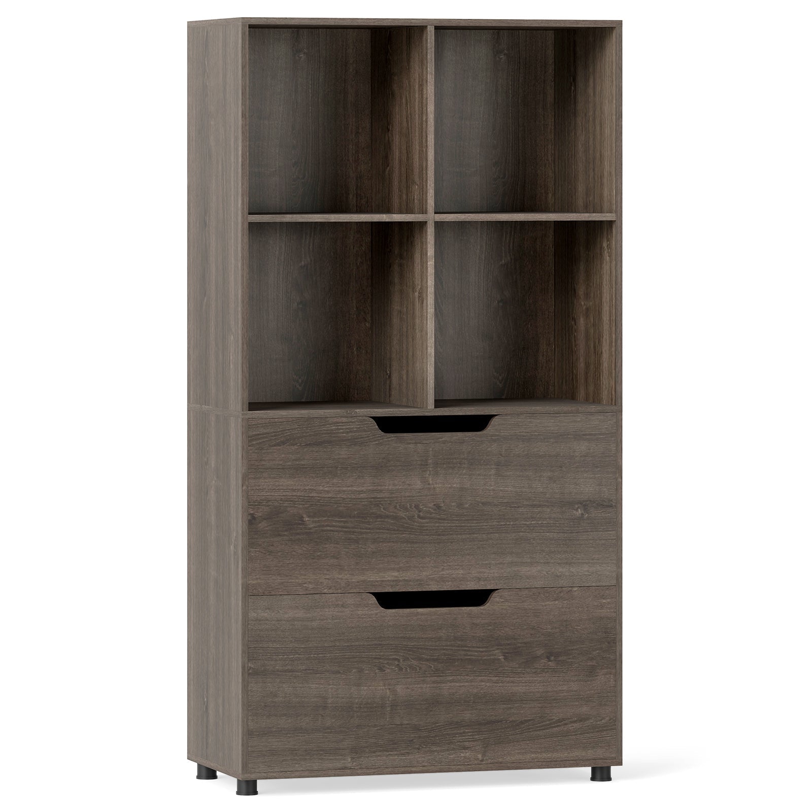 4-Cube Bookcase with 2 Drawers 51 inch 5-Tier Tall Freestanding Bookshelf