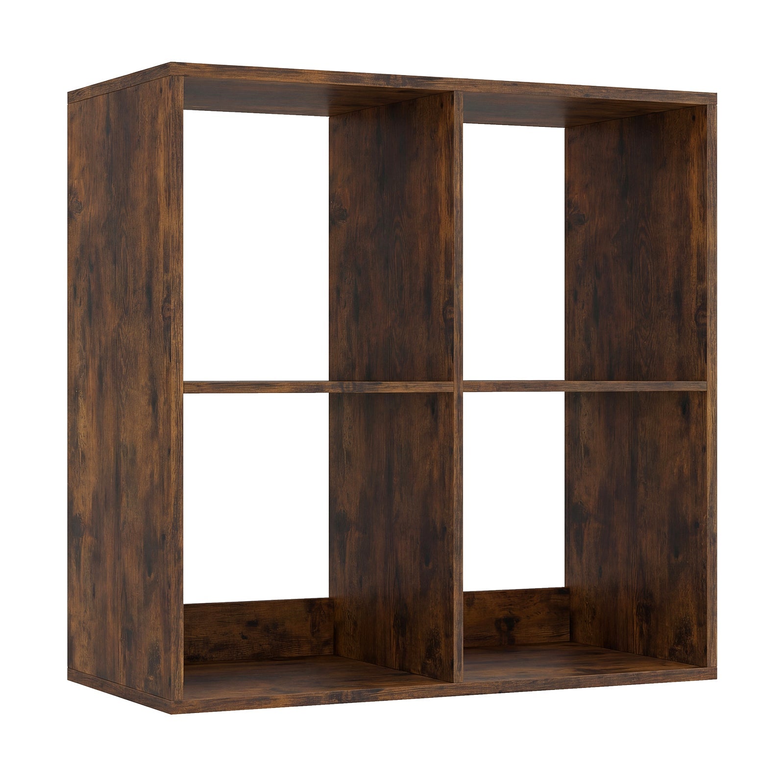 4 Cube Bookshelf with Back Guardrail for Living Room Bedroom