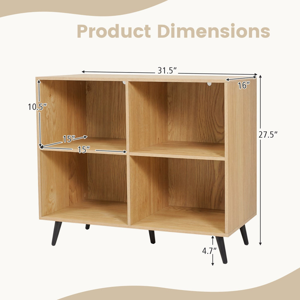 4-Cube Bookshelf with Metal Legs - White