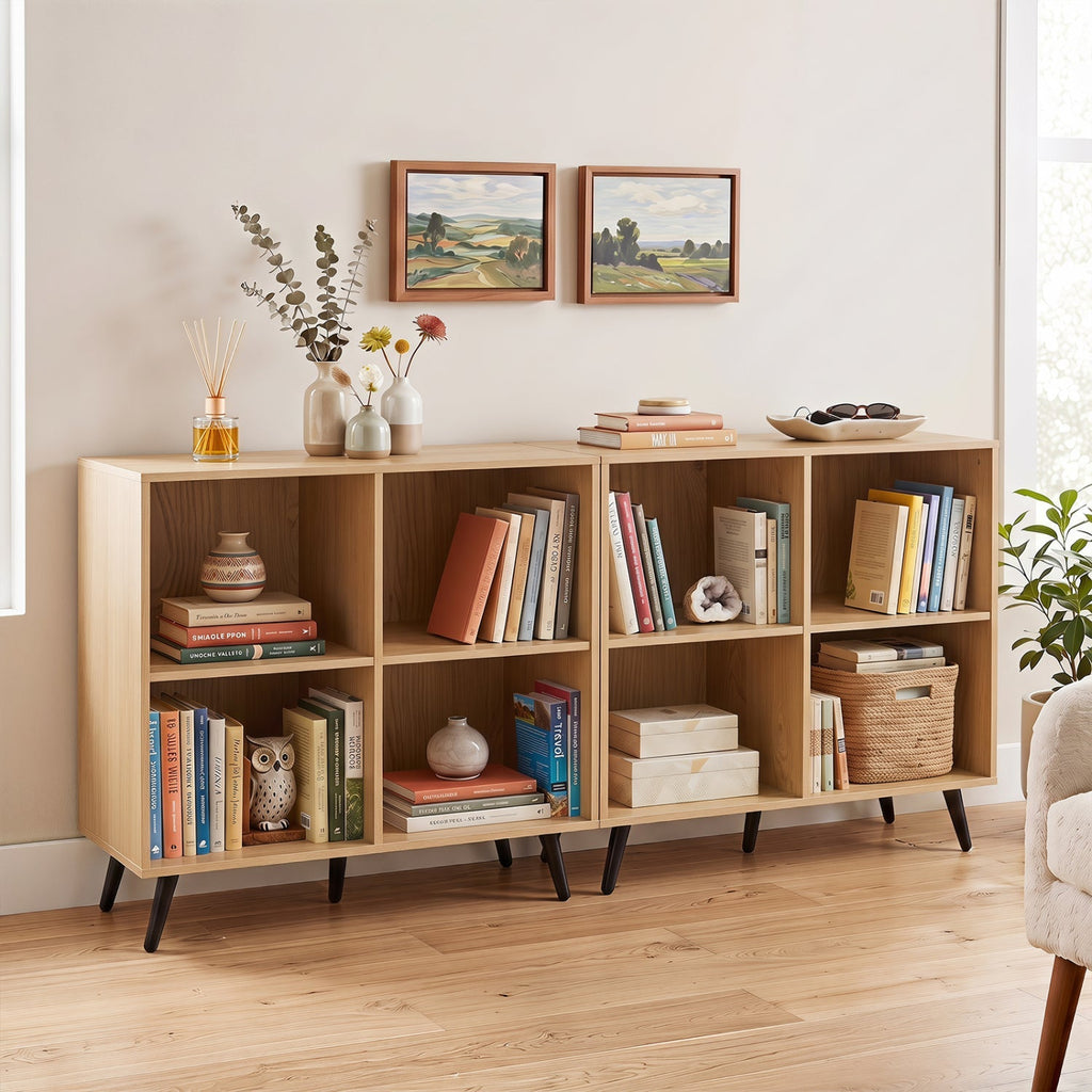 4-Cube Bookshelf with Metal Legs - White