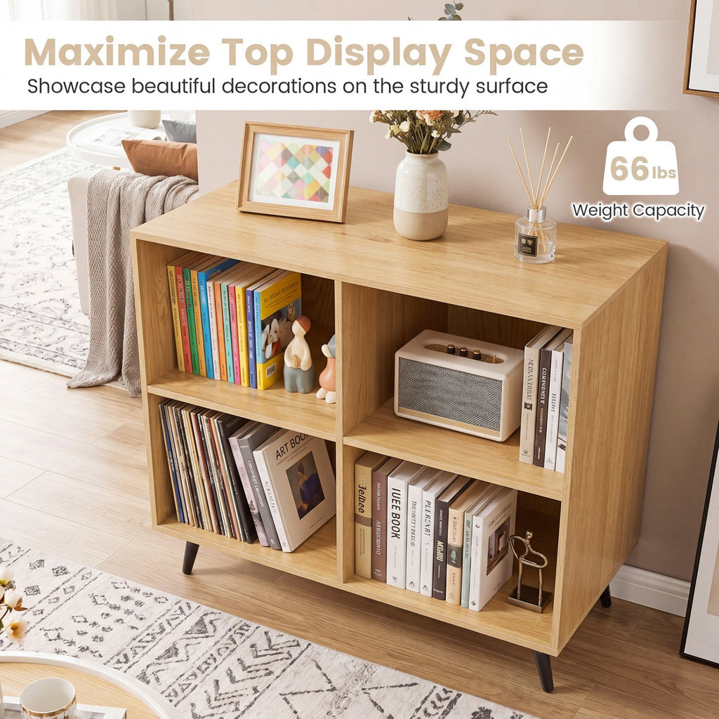4-Cube Bookshelf with Metal Legs - White