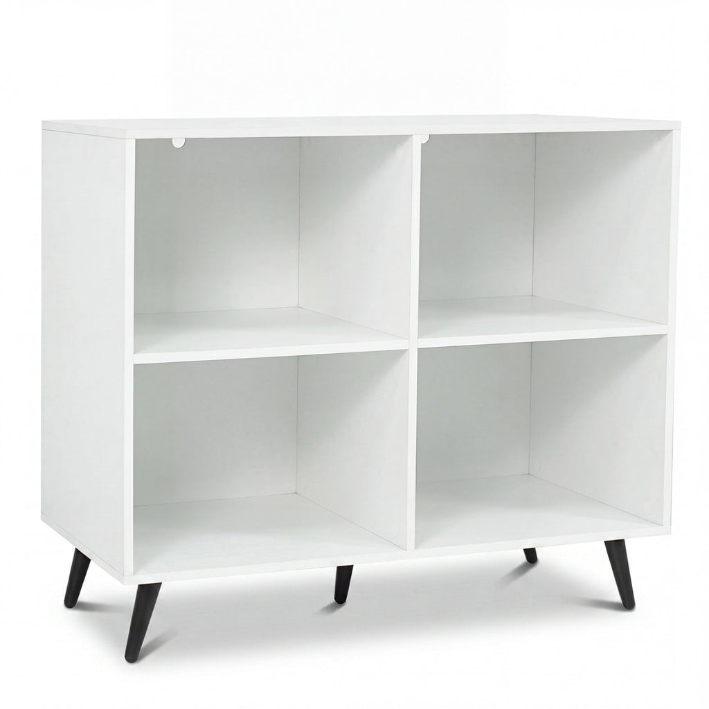 4-Cube Bookshelf with Metal Legs - White