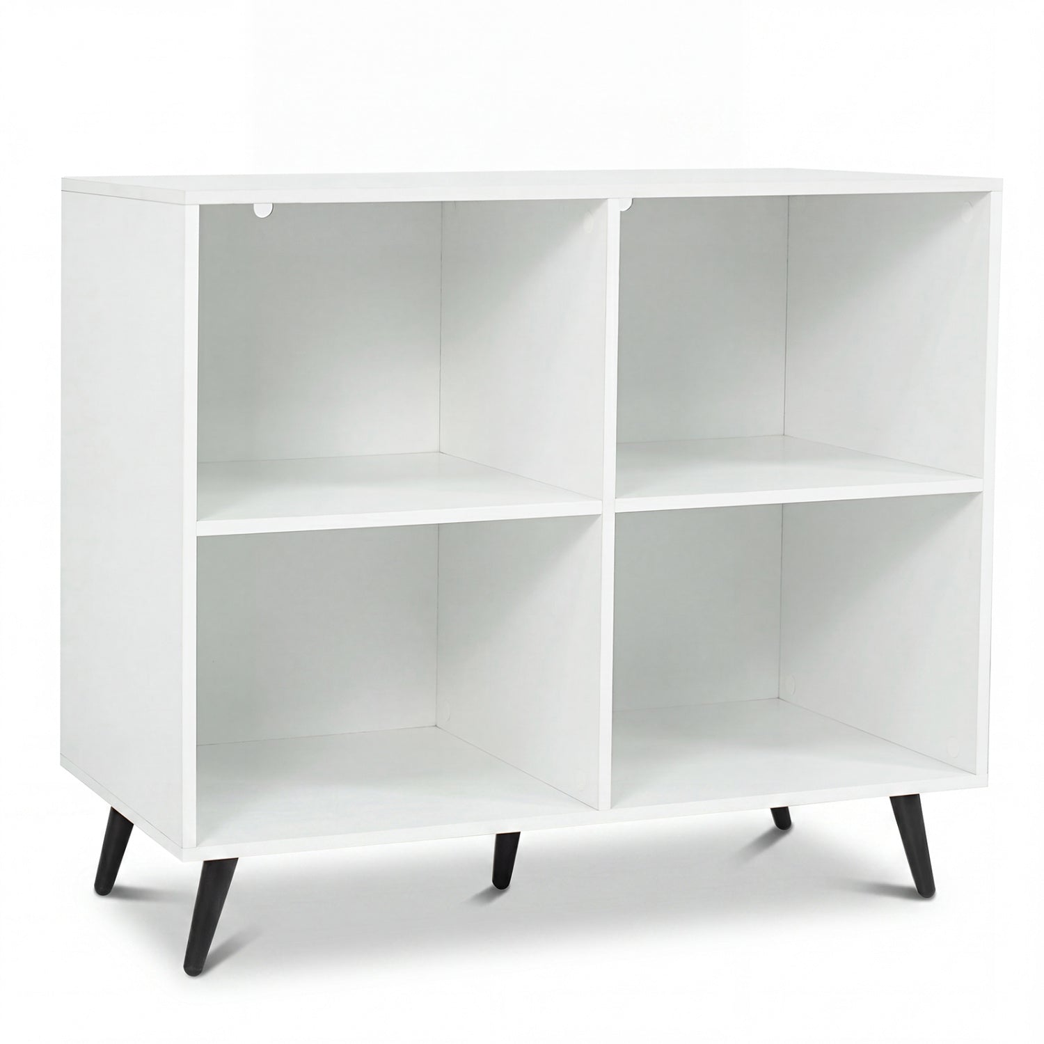 4-Cube Bookshelf with Metal Legs - White