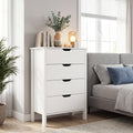 4-Drawer Dresser Wooden Nightstand with Anti-Tipping Kits-White