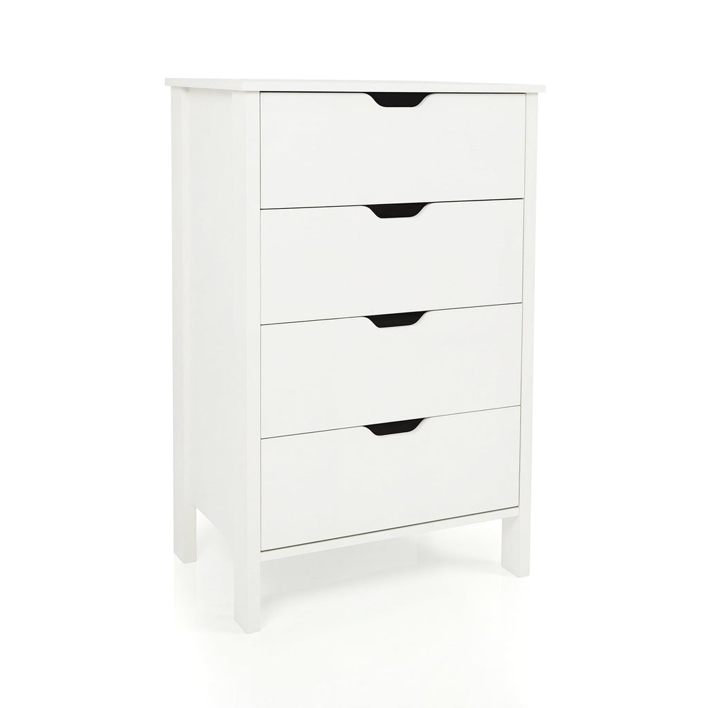 4-Drawer Dresser Wooden Nightstand with Anti-Tipping Kits-White