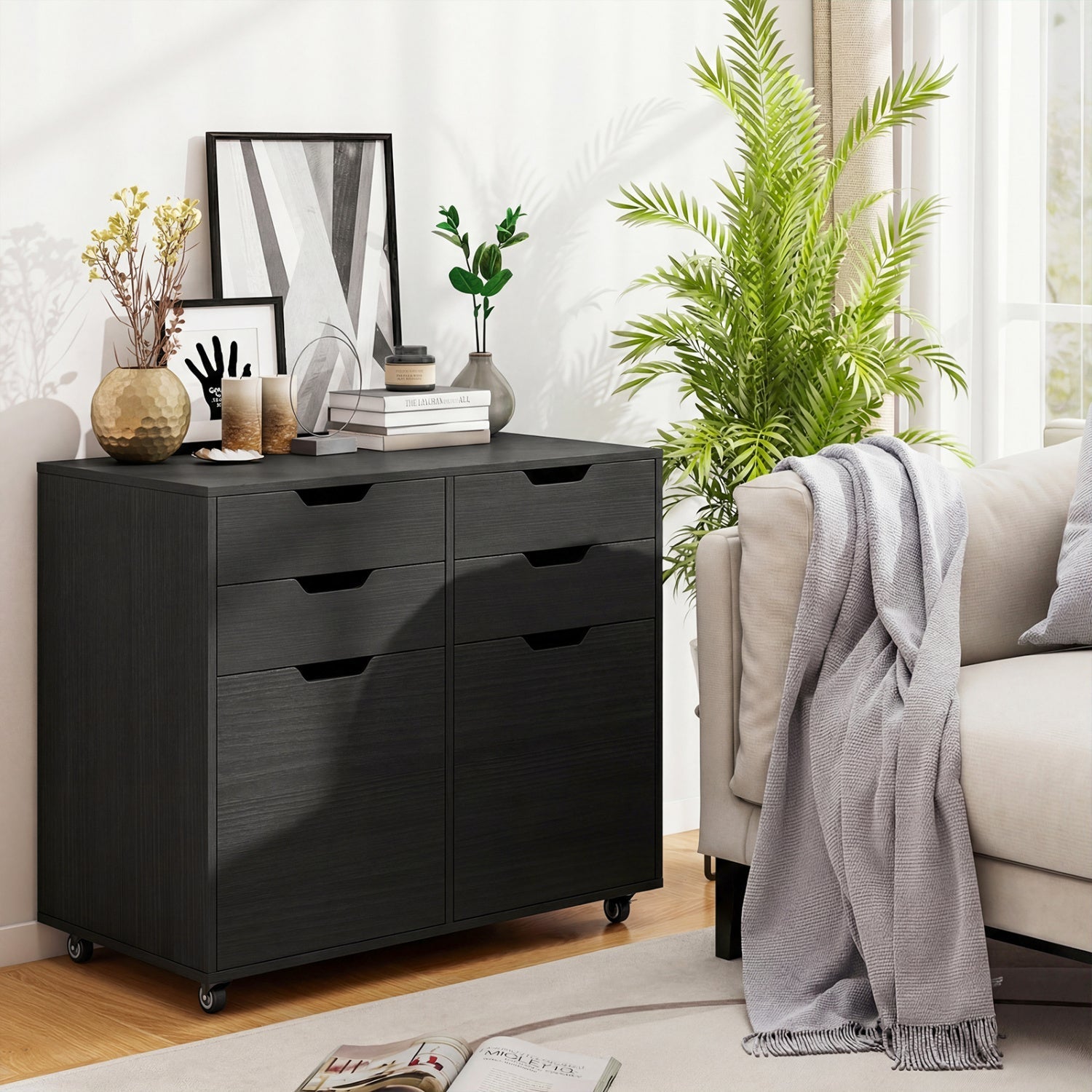 4 Drawer File Cabinet with Wheels for Home Office Organization