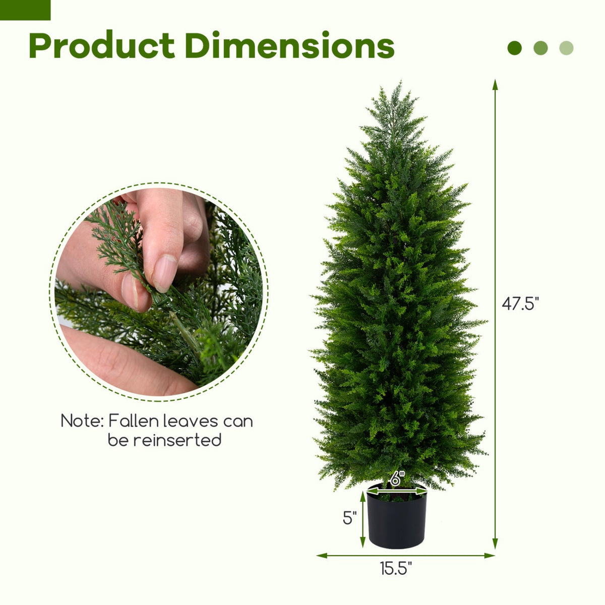 4 FT Artificial Topiary Tree Set of 2 Faux Cedar Cypress Plants in Cement-Filled Pots