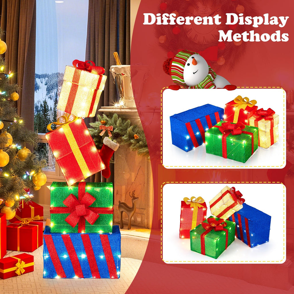 4 Ft Stackable Gift Boxes Set of 4 Stacked Christmas Present Boxes