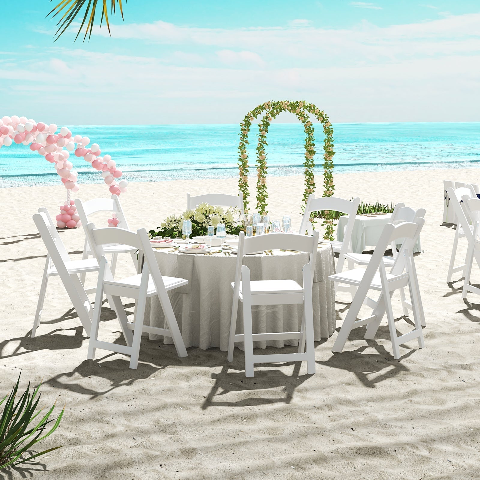 4 Pack Resin Folding Chairs with Padded Seat